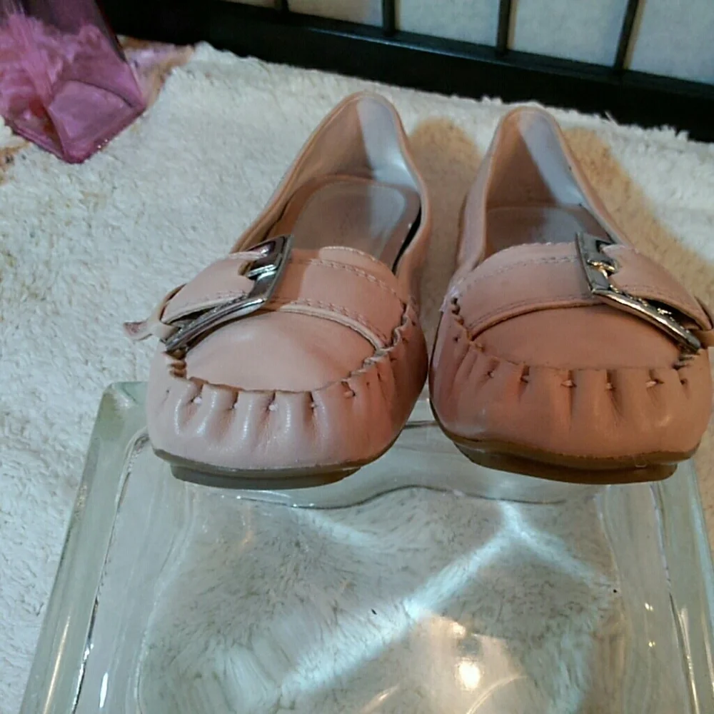 BCBGirls pink leather loafers